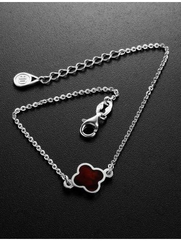 Thin Silver Chain Bracelet With Cherry Amber The Monaco, image , picture 2