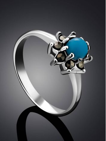 Bright Silver Turquoise Ring The Lace, Ring Size: 6.5 / 17, image , picture 2