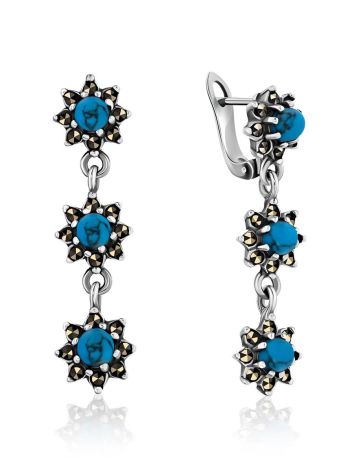 Ultra Feminine Silver Turquoise Earrings The Lace, image 