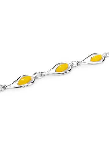 Honey Amber Link Bracelet In Glossy Silver The Fiori, image , picture 4