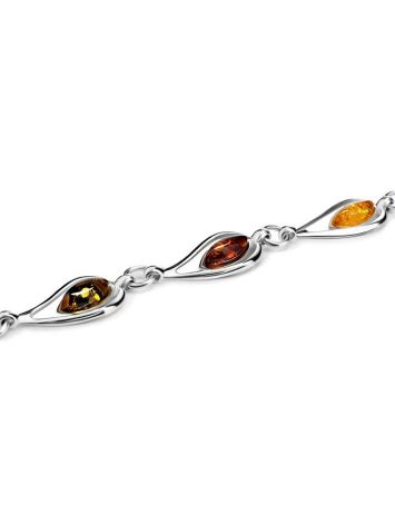 Silver Link Bracelet With Multicolor Amber Stones The Fiori, image , picture 4
