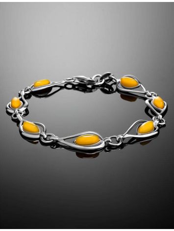 Honey Amber Link Bracelet In Glossy Silver The Fiori, image , picture 2