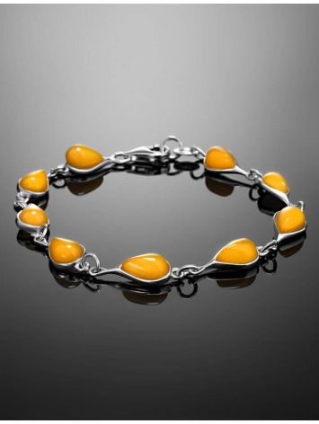 Silver Link Bracelet With Honey Amber Stones The Fiori, image , picture 2