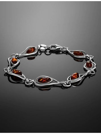 Filigree Silver Bracelet With Natural Amber The Fiori, image , picture 2