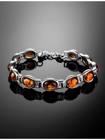Cognac Amber Bracelet In Sterling Silver The Soprano, image , picture 2