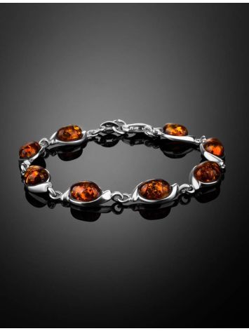 Classic Silver Amber Link Bracelet, image , picture 2