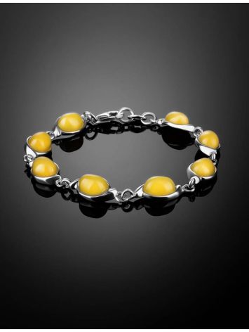 Honey Amber Silver Link Bracelet, image , picture 2