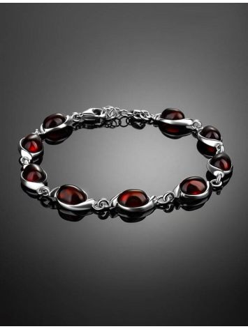 Cherry Amber Silver Link Bracelet, image , picture 2
