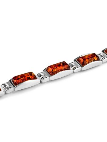 Geometric Cognac Amber Link Bracelet In Silver, image , picture 3