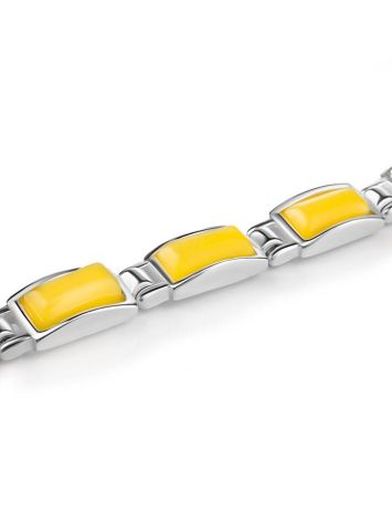 Silver Link Bracelet With Honey Amber, image , picture 3