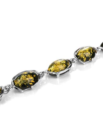Silver Link Bracelet With Green Amber The Vivaldi, image , picture 3