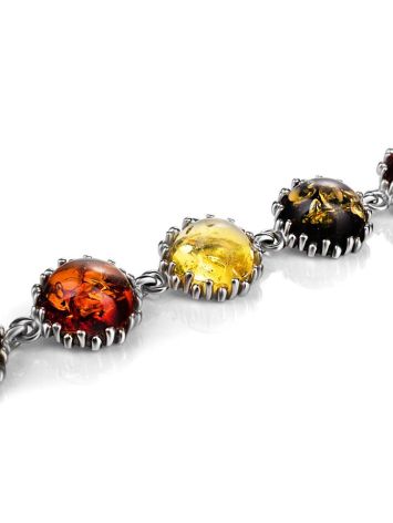 Multicolor Amber Link Bracelet In Sterling Silver The Brunia, image , picture 3