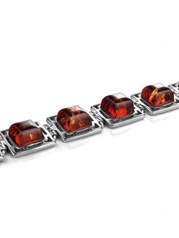 Ornate Silver Link Bracelet With Cognac Amber The Ithaca, image , picture 3