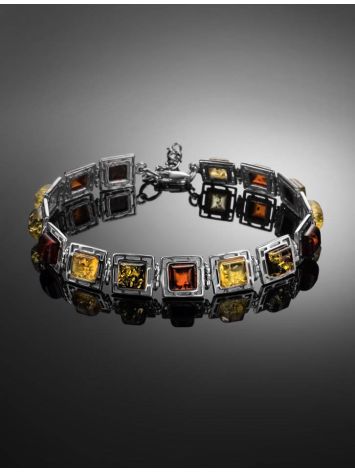 Multicolor Amber Silver Link Bracelet The Ithaca, image , picture 2