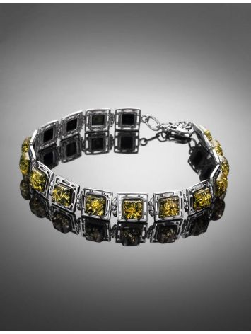Green Amber Silver Link Bracelet The Ithaca, image , picture 2