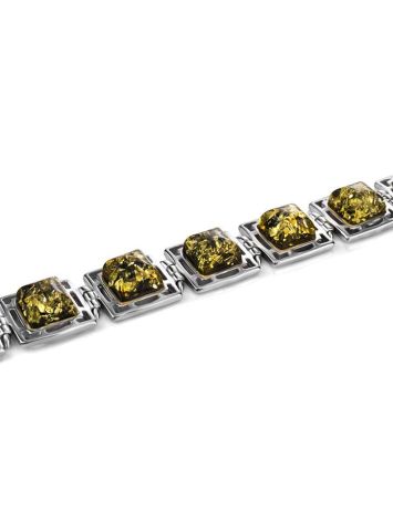 Green Amber Silver Link Bracelet The Ithaca, image , picture 3