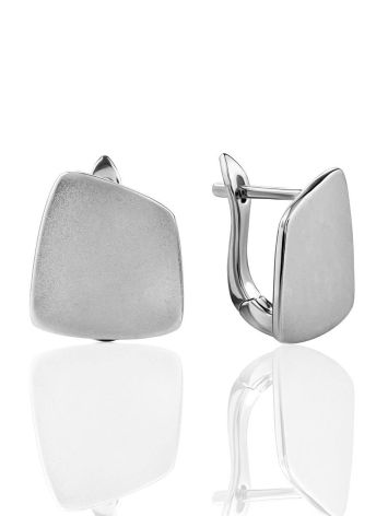 Matt Silver Geometric Earrings The Liquid, image 