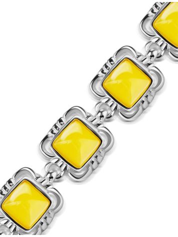 Silver Link Bracelet With Amber The Lisbon, image , picture 5