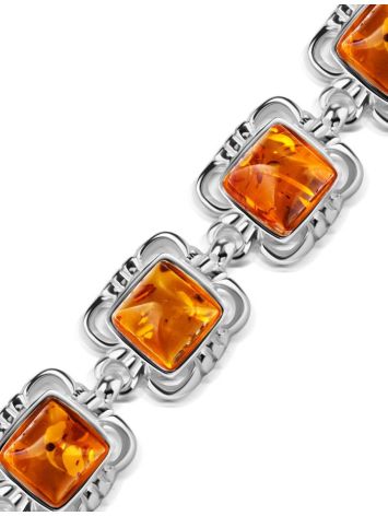 Cognac Amber Silver Link Bracelet The Lisbon, image , picture 3