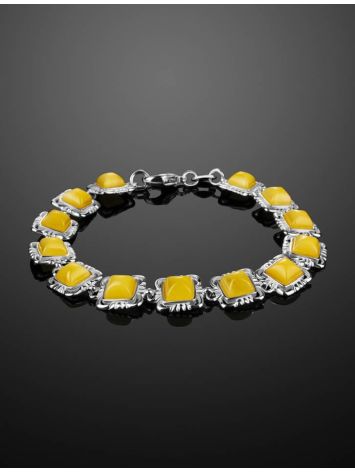 Silver Link Bracelet With Amber The Lisbon, image , picture 2