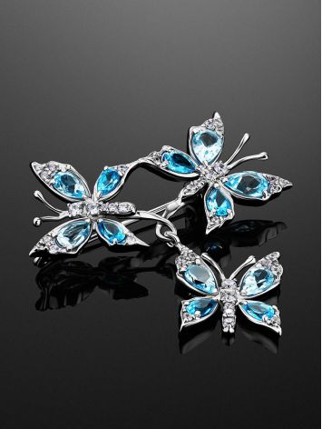 Butterfly Design Silver Topaz Brooch, image , picture 2