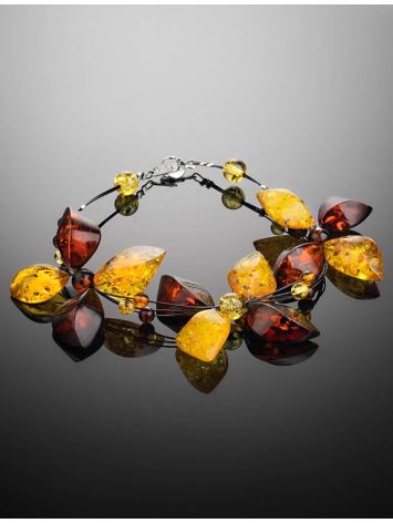 Multicolor Amber Floral Bracelet The Primula, image , picture 2