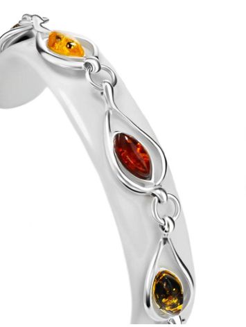Silver Link Bracelet With Multicolor Amber Stones The Fiori, image , picture 3