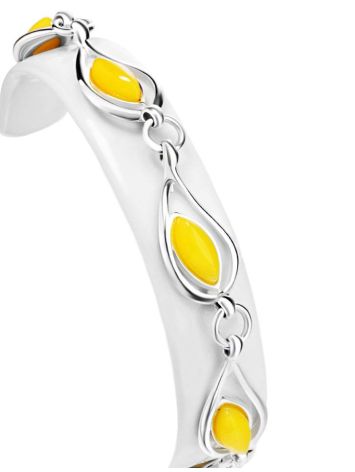 Honey Amber Link Bracelet In Glossy Silver The Fiori, image , picture 3