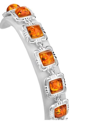 Cognac Amber Silver Link Bracelet The Lisbon, image , picture 4