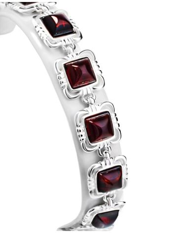 Amber Silver Link Bracelet The Lisbon, image , picture 3