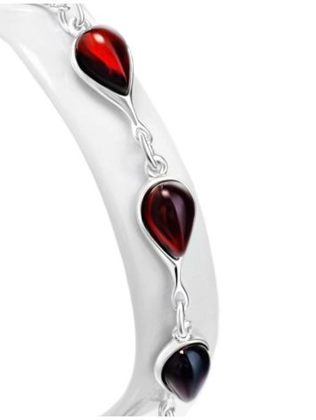 Silver Link Bracelet With Cherry Amber The Fiori, image , picture 4