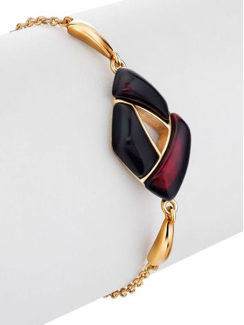 Chic Gilded Silver Amber Bracelet The Sunrise, Length: 15, image , picture 3
