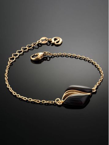 Chic Gilded Silver Amber Chain Bracelet, Length: 15, image , picture 2