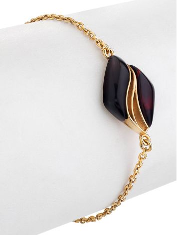 Chic Gilded Silver Amber Chain Bracelet, Length: 15, image , picture 4
