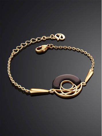 Stylish Gilded Silver Amber Chain Bracelet, Length: 16, image , picture 2