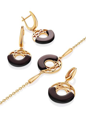 Stylish Gilded Silver Amber Chain Bracelet, Length: 16, image , picture 5