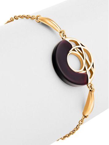 Stylish Gilded Silver Amber Chain Bracelet, Length: 16, image , picture 3
