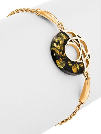 Chic Gold Plated Silver Amber Chain Bracelet, image , picture 3