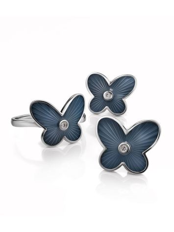 Silver Diamond Ring With Enamel Butterfly The Heritage, Ring Size: 6 / 16.5, image , picture 6