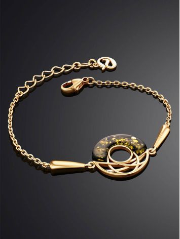 Chic Gold Plated Silver Amber Chain Bracelet, image , picture 2