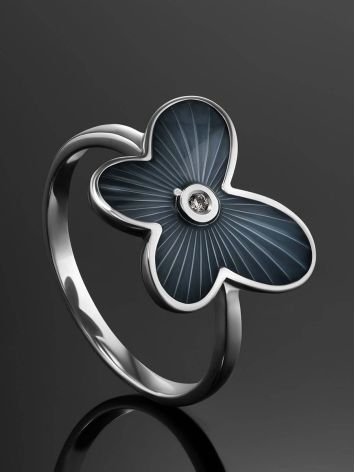 Silver Diamond Ring With Enamel Butterfly The Heritage, Ring Size: 6 / 16.5, image , picture 2