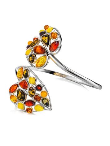 Leaf Motif Silver Amber Cuff Motif, image , picture 5