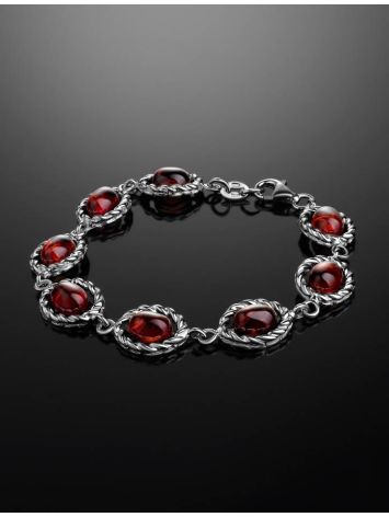 Refined Silver Link Bracelet With Cherry Amber The Florence, image , picture 2