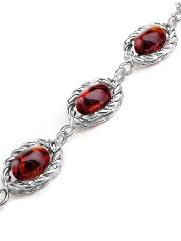 Refined Silver Link Bracelet With Cherry Amber The Florence, image , picture 3
