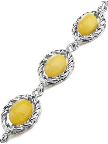 Bold Silver Bracelet With Honey Amber The Florence, image , picture 3