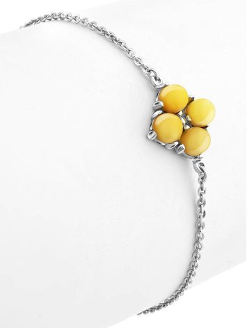 Refined Silver Amber Chain Bracelet, Length: 16, image , picture 3