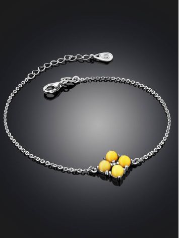 Refined Silver Amber Chain Bracelet, Length: 16, image , picture 2