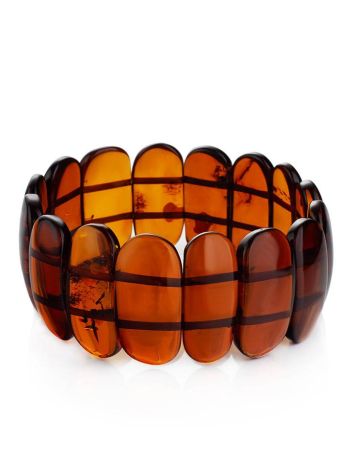 Cognac Amber Flat Beaded Bracelet, image , picture 3