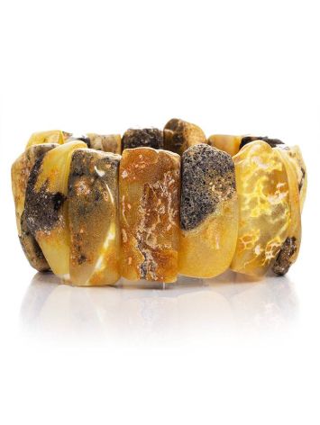 Unpolished Amber Flat Beaded Bracelet The Volcano, image , picture 3