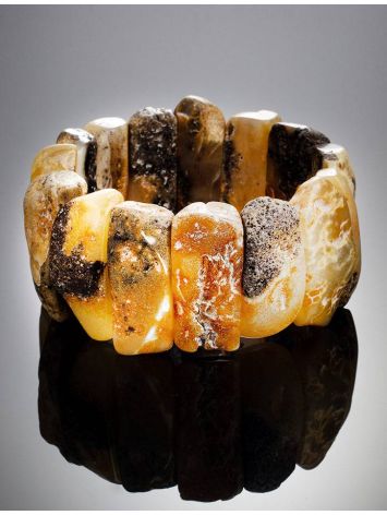Unpolished Amber Flat Beaded Bracelet The Volcano, image , picture 2